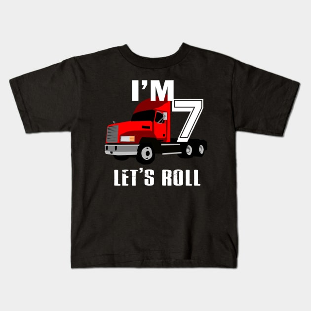 Kids Monster Truck Birthday 7th Birthday T Shirt Boy 7 Year Old Kids T-Shirt by designready4you